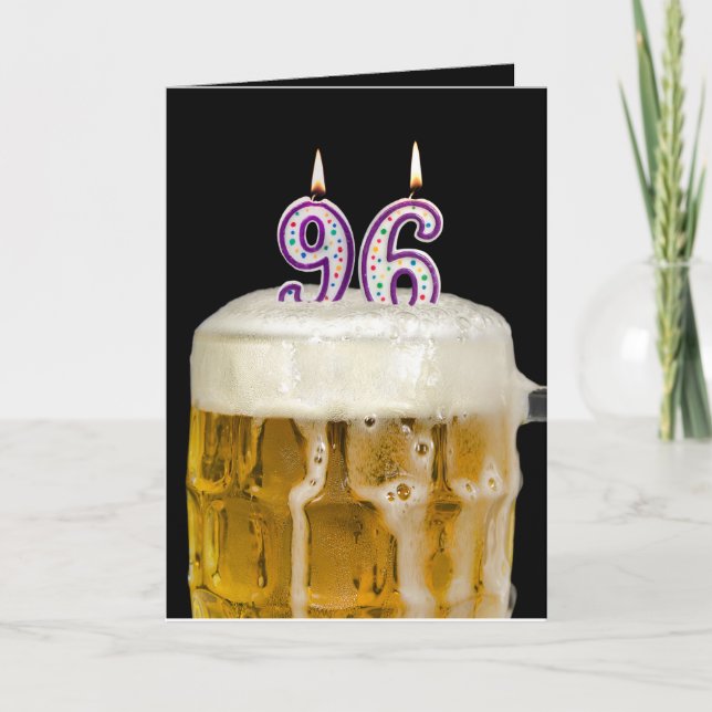 96th Birthday Beer on black Card (Front)
