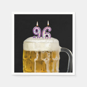 96th Birthday Beer on black Napkin