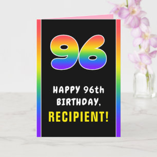 96th Birthday: Colourful Rainbow # 96, Custom Name Card