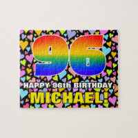 96th Birthday — Fun, Loving Heart Shapes + “96”