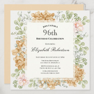 96th Birthday Invitation in Elegant Autumn Colors
