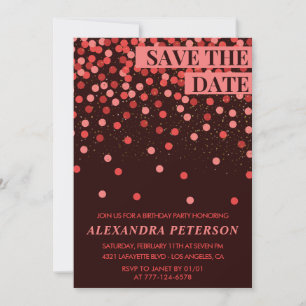 96th birthday invitations Save the date Confetti