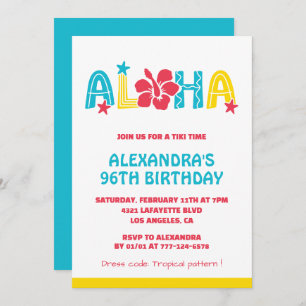 96th birthday invitations Tropical Aloha Hawaiian