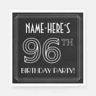 96th Birthday Party: Art Deco Style + Custom Name Napkin