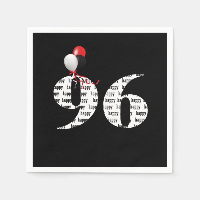 96th Birthday party balloons Napkin (Front)