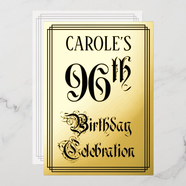 96th Birthday Party — Elegant Script + Custom Name (Front/Back)
