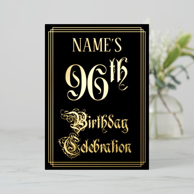 96th Birthday Party — Fancy Script & Custom Name (Standing Front)