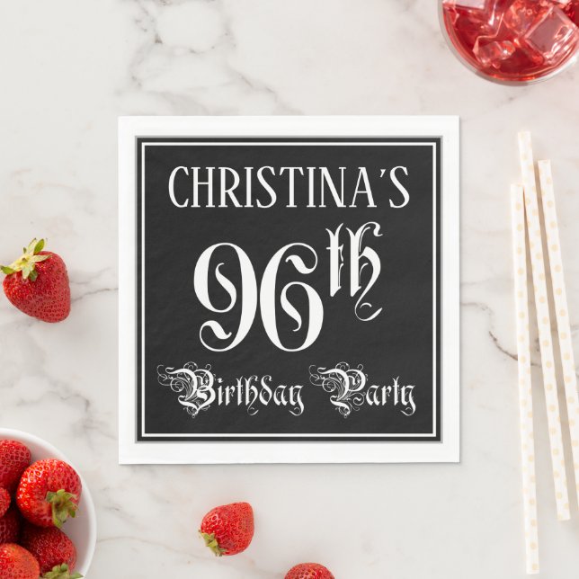 96th Birthday Party — Fancy Script + Custom Name Napkin (Insitu)