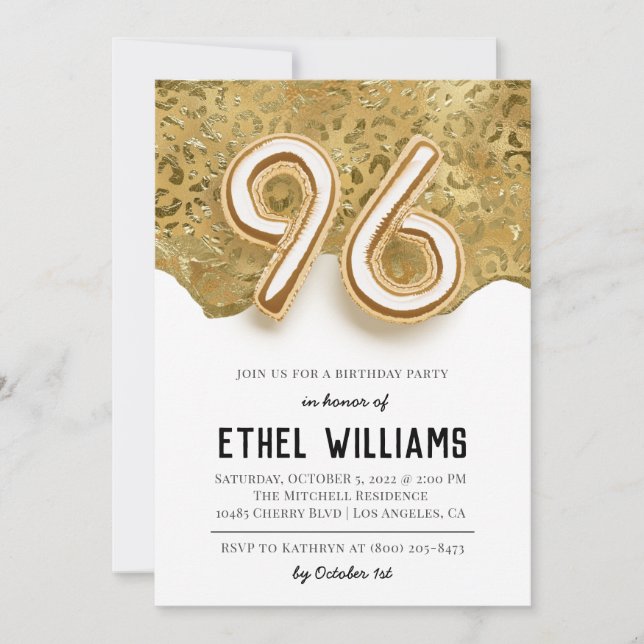 96th Birthday Party Invitation (Front)