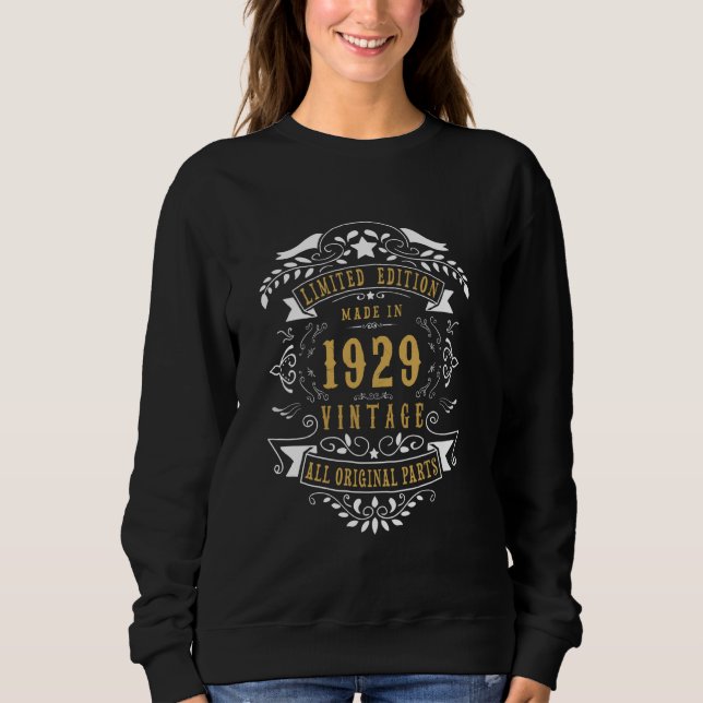 96th Birthday Women 96 Year old Men Born 1929 96 B Sweatshirt (Front)