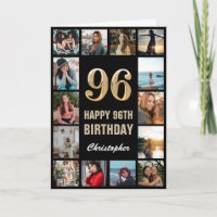96th Happy Birthday Black and Gold Photo Collage