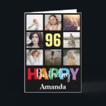 96th Happy Birthday Photo Collage Modern Black Card<br><div class="desc">96th Happy Birthday Photo Collage Modern Black Card with personalised name. For further customisation,  please click the "Customise it" button and use our design tool to modify this template.</div>