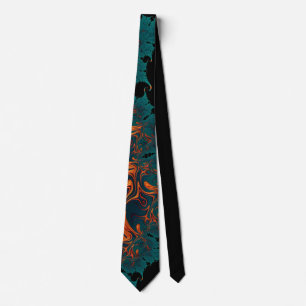 971 Teal/Orange Fractal Tie