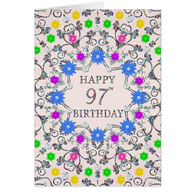 97th Birthday Abstract Flowers  (Front)