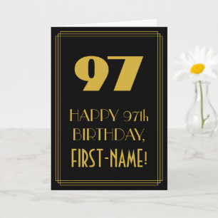 97th Birthday – Art Deco Inspired Look "97" & Name Card
