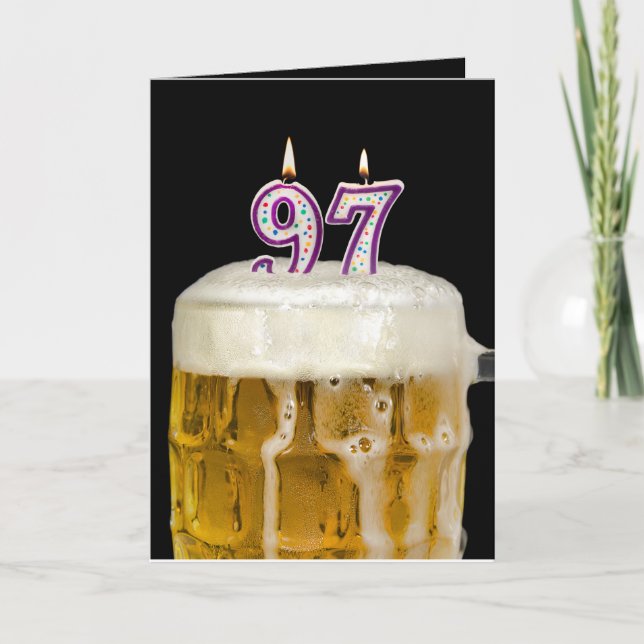 97th Birthday Beer on black Card (Front)
