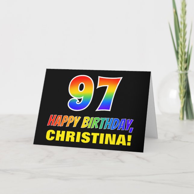 97th Birthday: Bold, Fun, Simple, Rainbow 97 Card (Front)