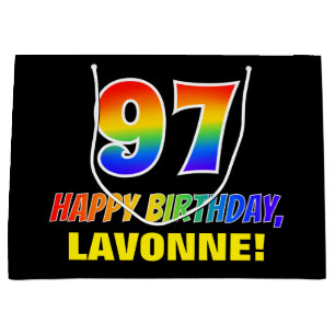 97th Birthday: Bold, Fun, Simple, Rainbow 97 Large Gift Bag