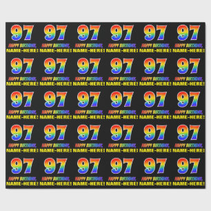 97th Birthday: Bold, Fun, Simple, Rainbow 97 Wrapping Paper