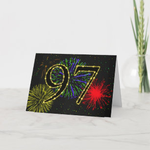 97th  Birthday card with fireworks