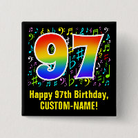 97th Birthday: Colorful Music Symbols, Rainbow 97