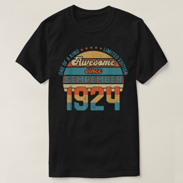 97th Birthday Decorations September 1924 97 Years  T-Shirt (Design Front)