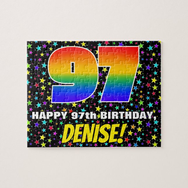 97th Birthday — Fun, Colourful Star Field Pattern Jigsaw Puzzle (Horizontal)
