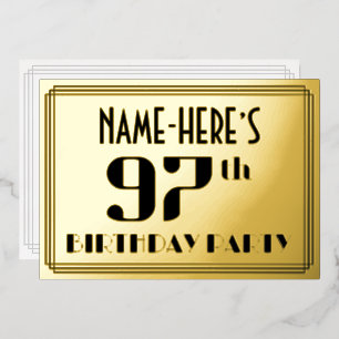 97th Birthday Party: Art Deco Look “97” and Name