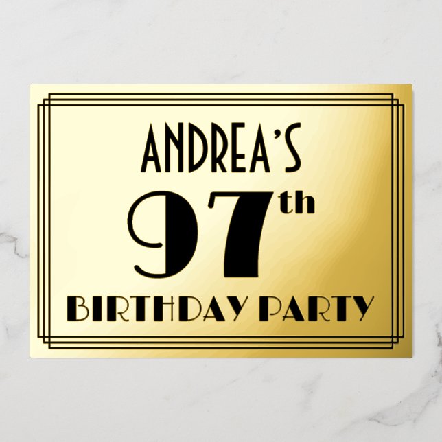 97th Birthday Party — Art Deco Look “97” + Name (Front)
