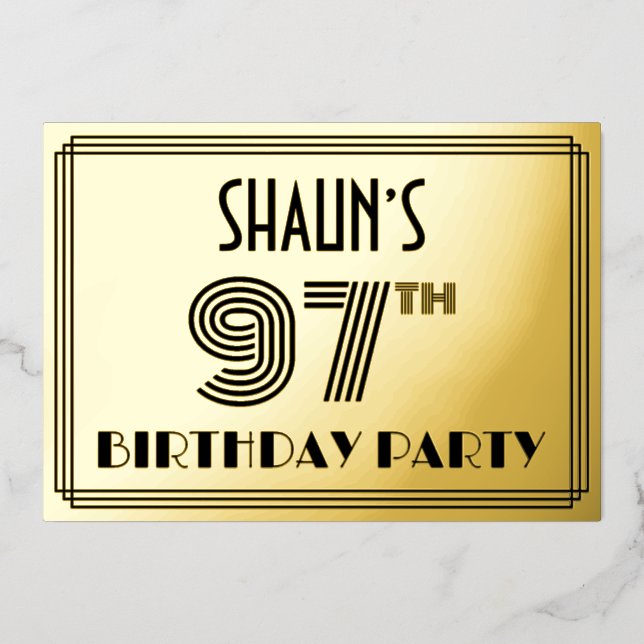 97th Birthday Party — Art Deco Style “97” & Name (Front)