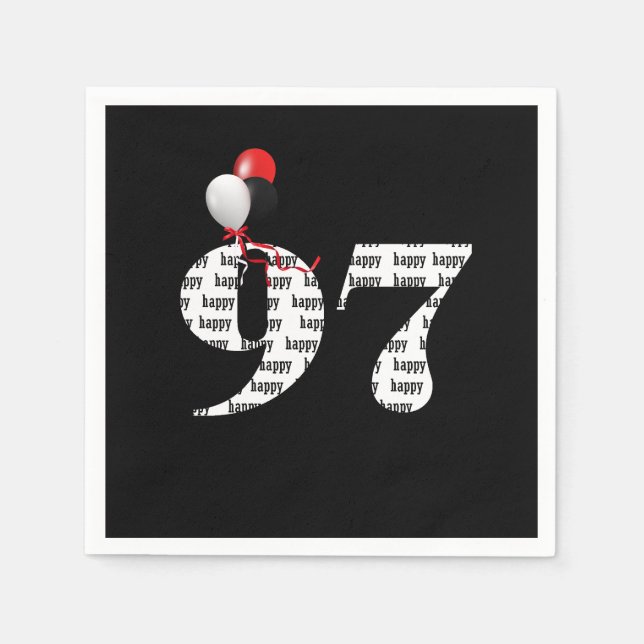 97th Birthday party balloons Napkin (Front)