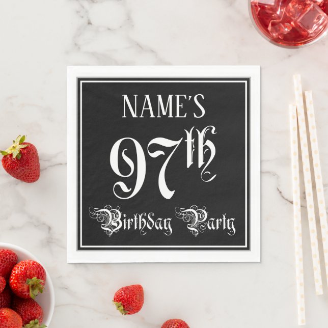 97th Birthday Party — Fancy Script + Custom Name Napkin (Insitu)