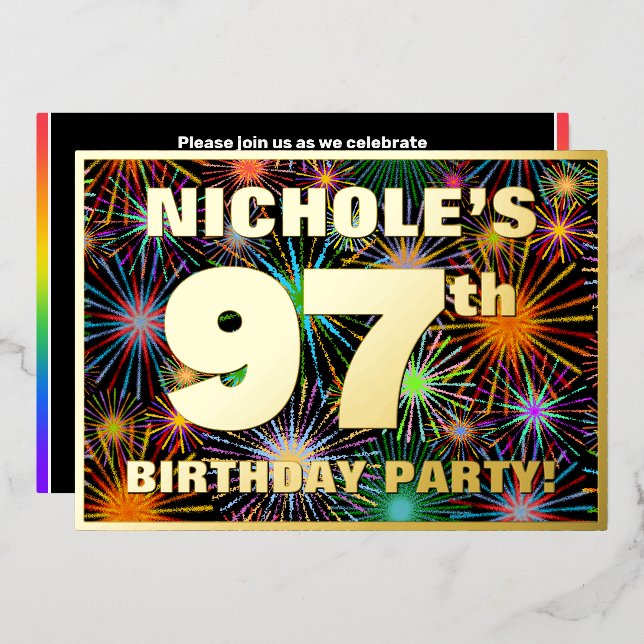 97th Birthday Party — Fun, Colourful Fireworks Loo (Front/Back)