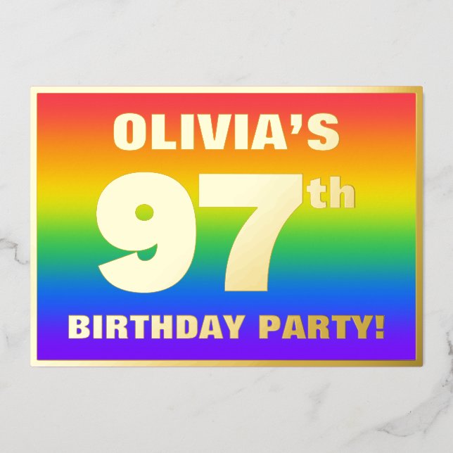 97th Birthday Party: Fun, Colourful Rainbow Patter (Front)