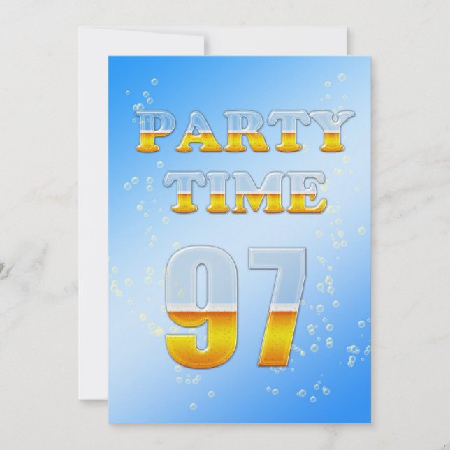 97th birthday party invitation with beer (Front)