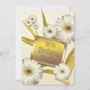 97th Birthday Party Invitation with daisies