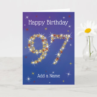 97th Birthday - Stars Numbers - Blue - Age 97 Card