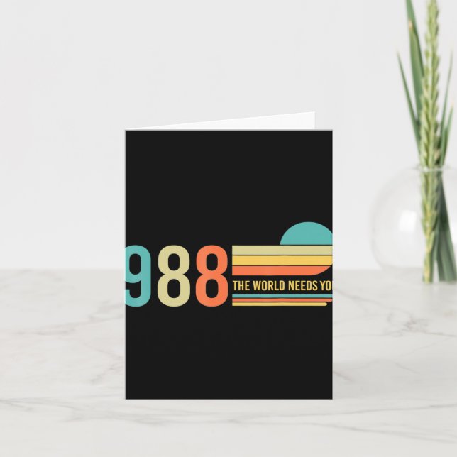 988 Hotline He World Needs You Mental Retro Health Card (Front)