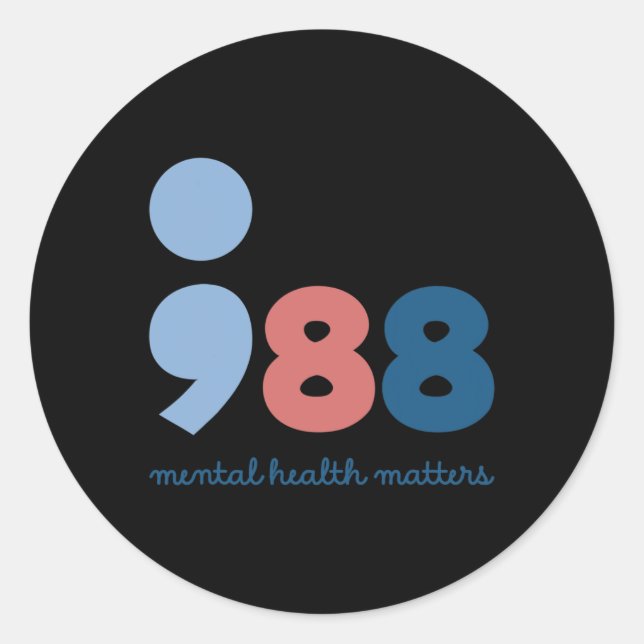 988 Mental Health Problems Suicide Prevention Awar Classic Round Sticker (Front)
