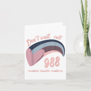 988 Mental Health S Suicide Prevention Awareness  Card