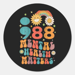 988 Mental Health S Suicide Prevention Retro  Classic Round Sticker
