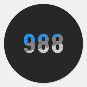 988 prevention hotline health awareness  classic round sticker