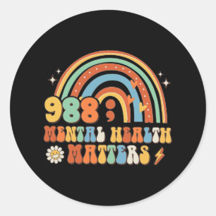 988 Semicolon Mental Health Matters Suicide Preven Classic Round Sticker