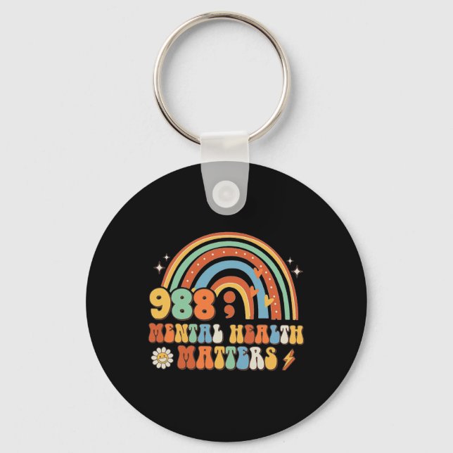 988 Semicolon Mental Health Matters Suicide Preven Key Ring (Front)