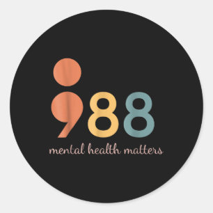 988 Semicolon Mental Health S Awareness  Classic Round Sticker