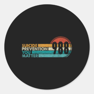 988 Shirt Suicide Prevention Lifeline 988 Awarenes Classic Round Sticker