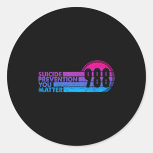 988 Shirt Suicide Prevention Lifeline 988 Awarenes Classic Round Sticker