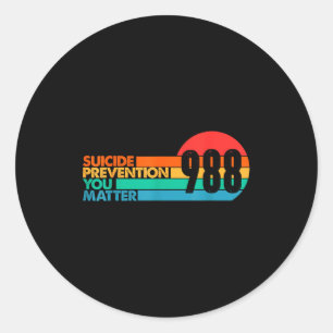 988 Shirt Suicide Prevention Lifeline 988 Awarenes Classic Round Sticker
