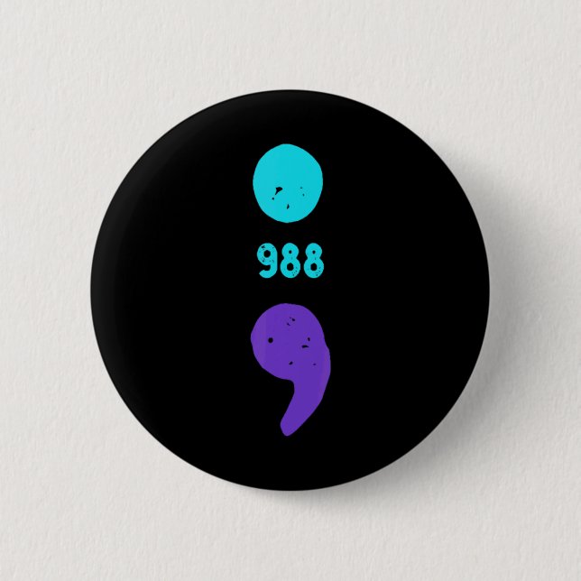 988 Suicide Prevention 988 Comma  6 Cm Round Badge (Front)
