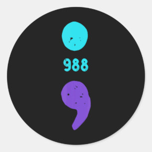 988 Suicide Prevention 988 Comma  Classic Round Sticker